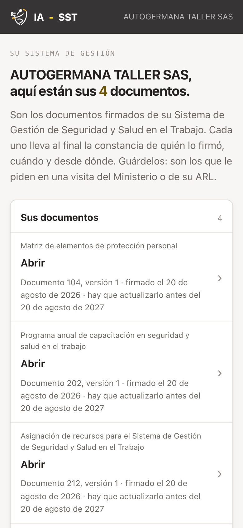 El cliente: sus documentos